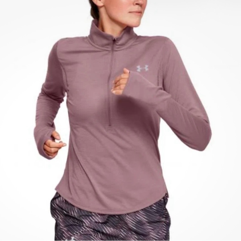 Under Armour Mauve Pink Quarter-Zip Pullover Women's size L lightweight, comfort